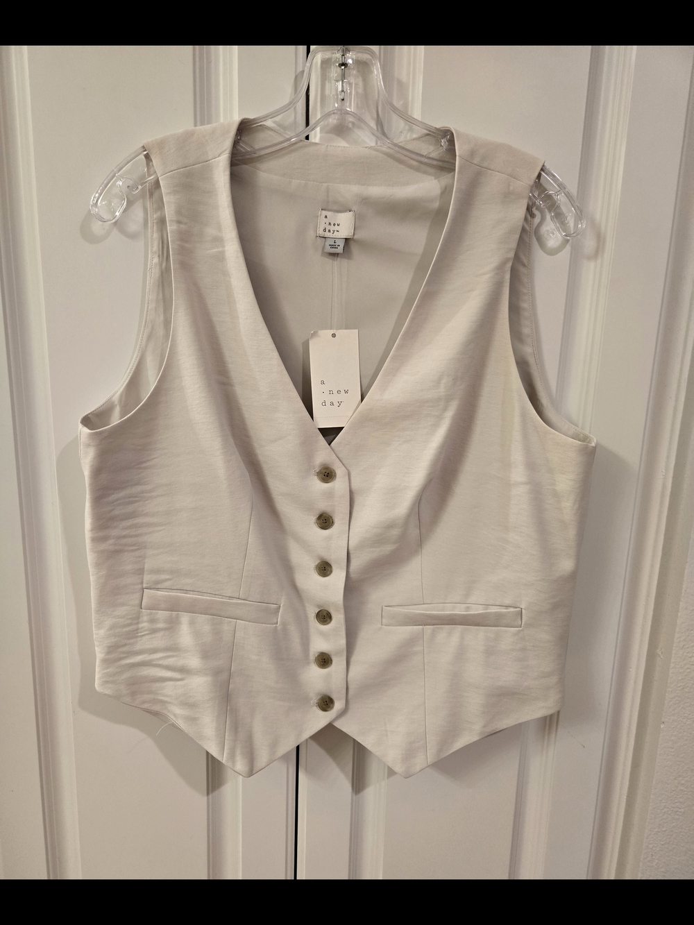 a new day Cream Tailored Button Vest